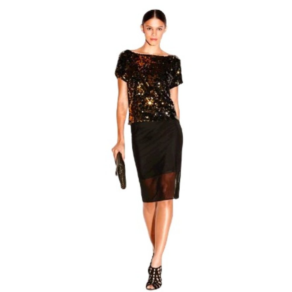 Milly Short Sleeve Sequin Blouse
